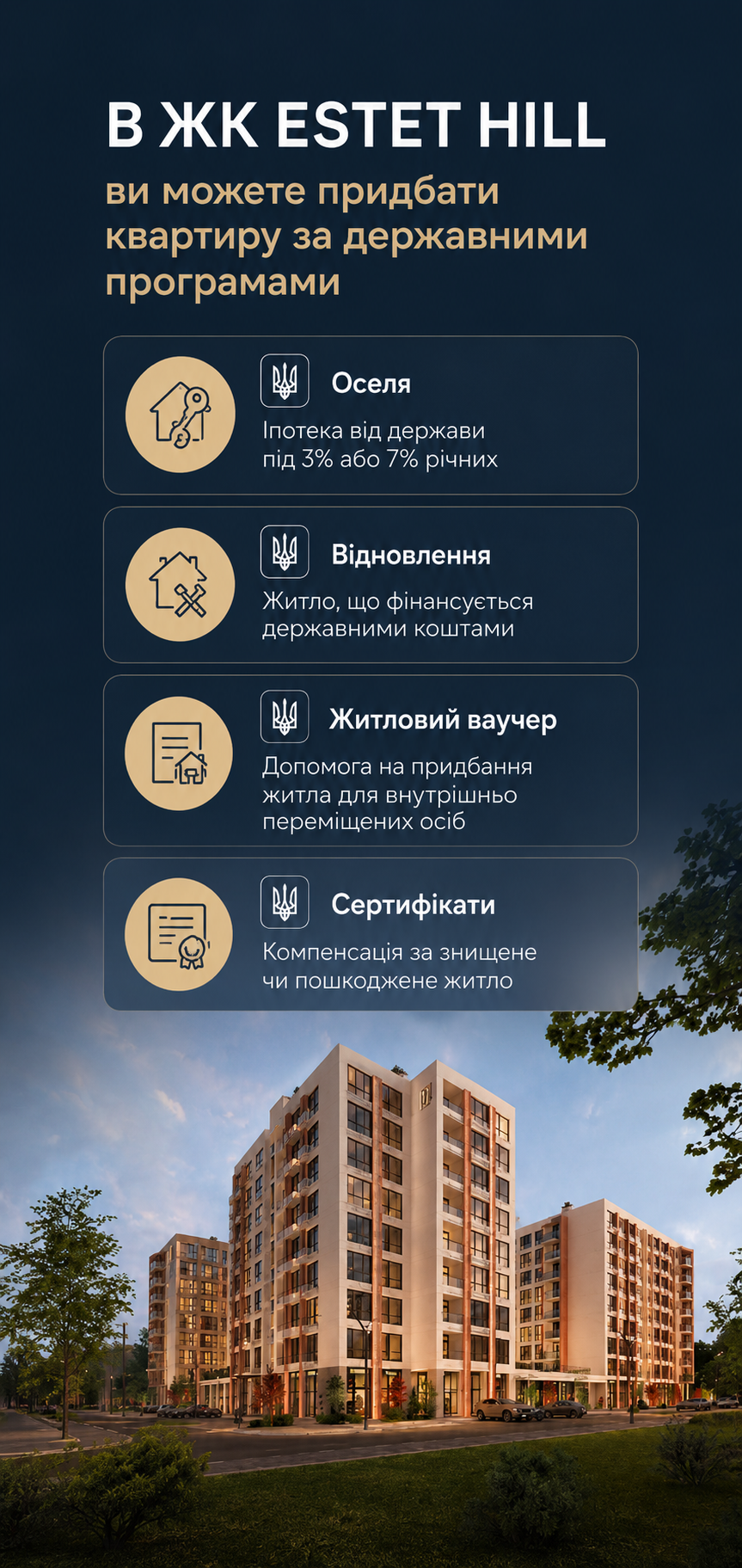 Рендер житлового комплексу Estet Hill у Крюківщині